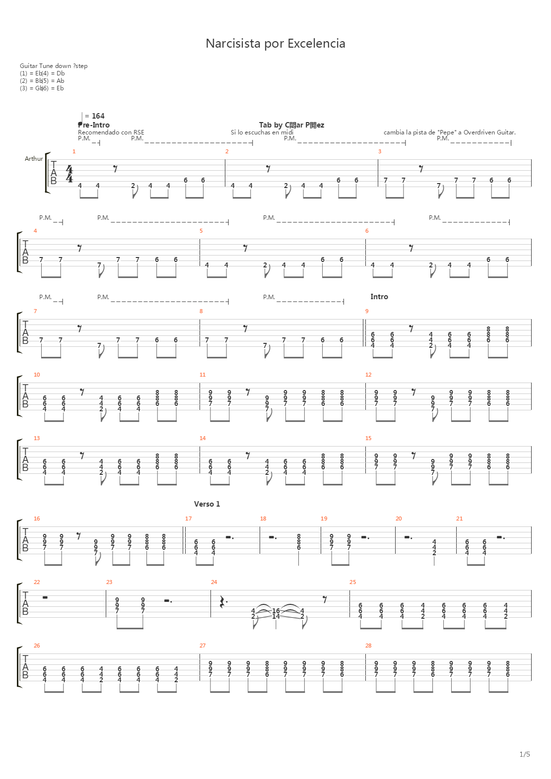 Narcicista Por Excelencia吉他谱