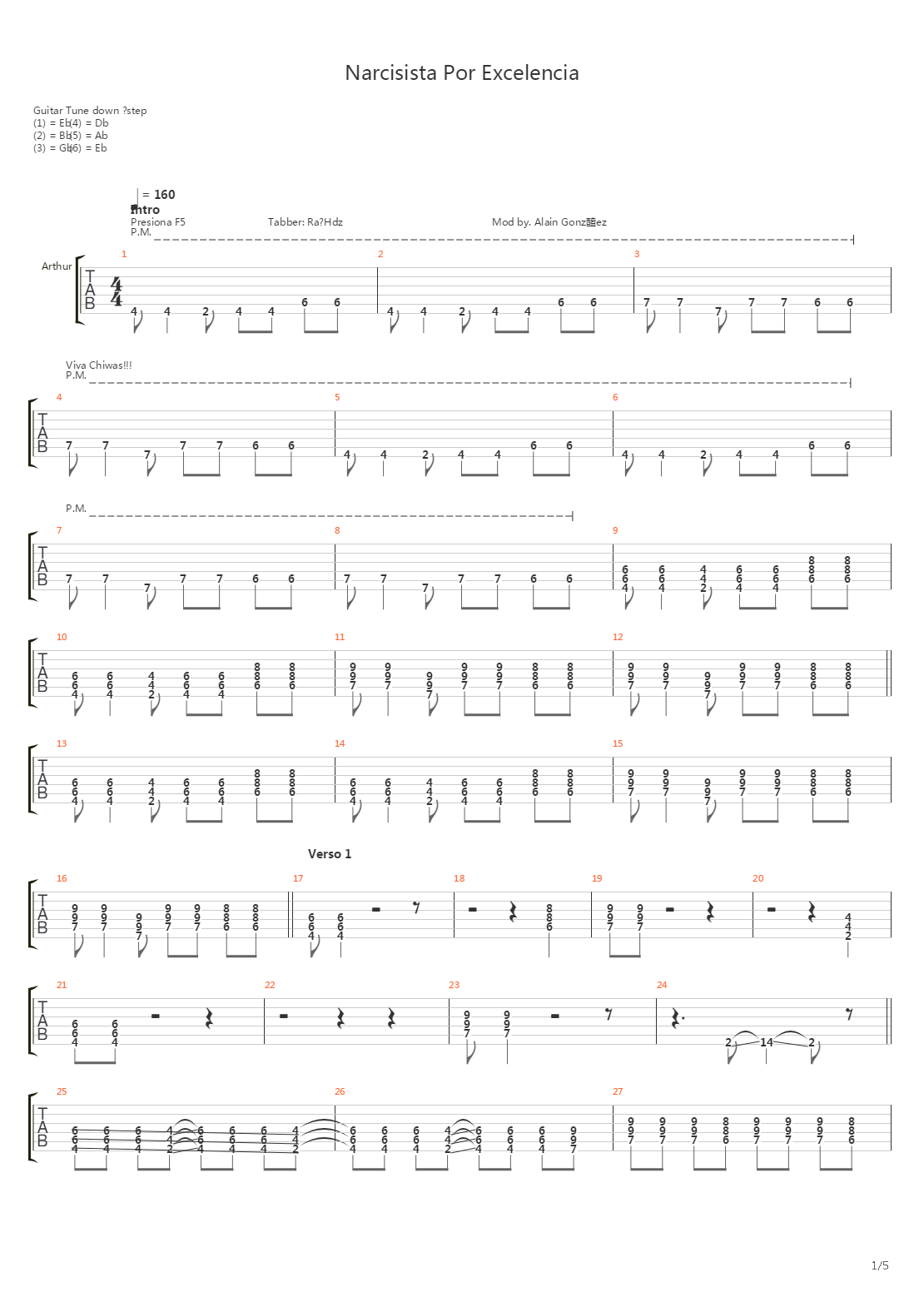 Narcisista Por Excelencia吉他谱