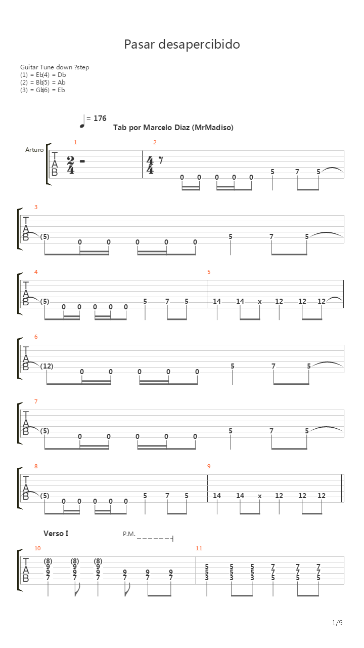 Pasar Desapercibido吉他谱