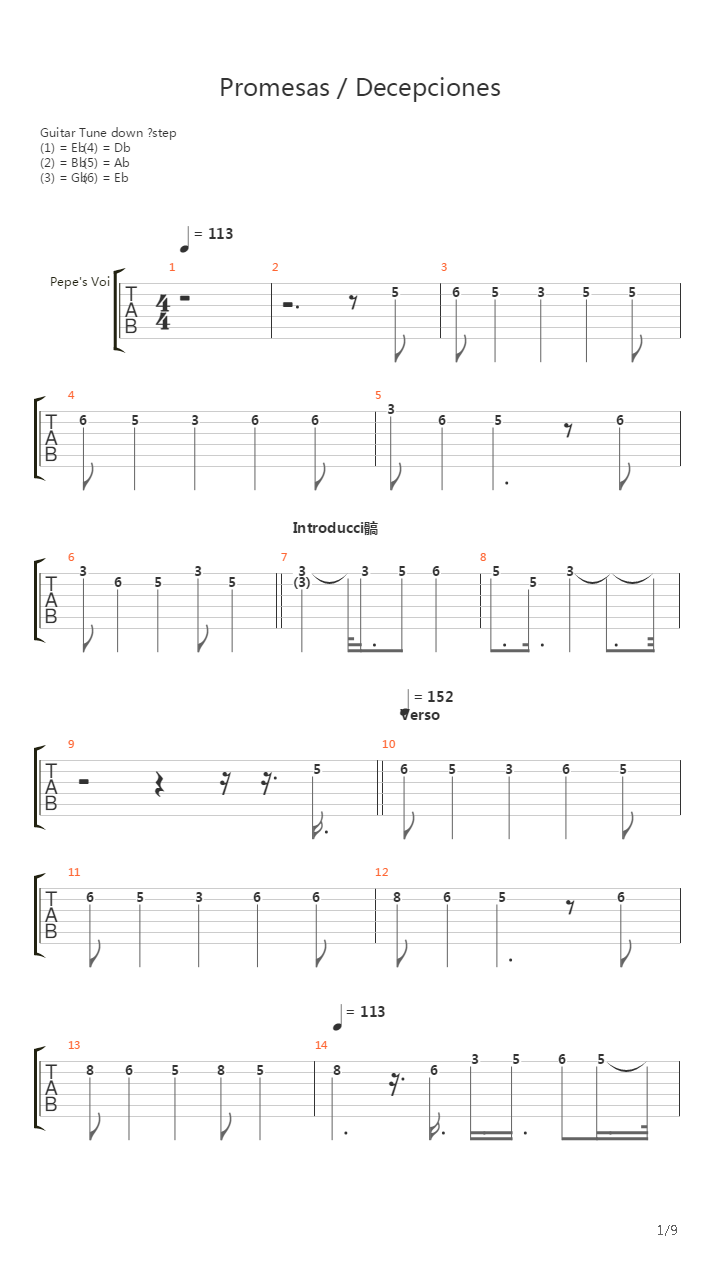 Promesas - Decepciones吉他谱