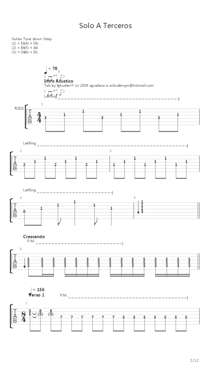 Solo A Terceros吉他谱