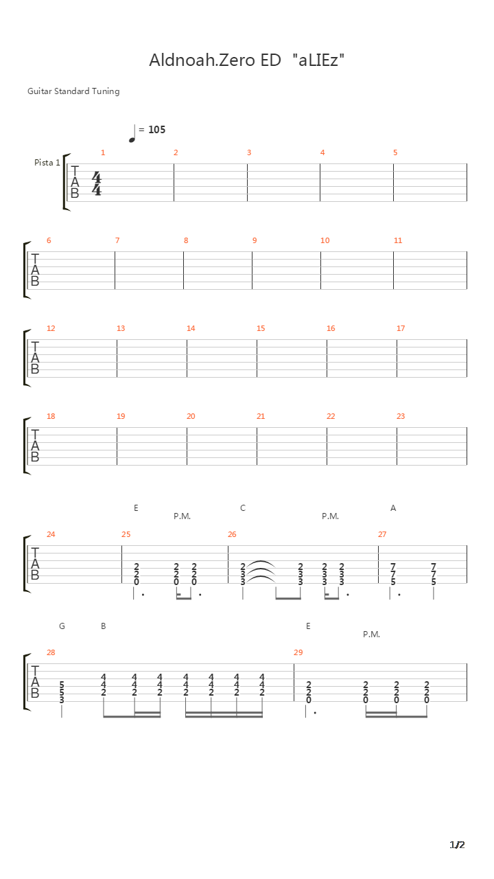 Aldnoah Zero(アルドノア・ゼロ)ED2 - aLIEz吉他谱