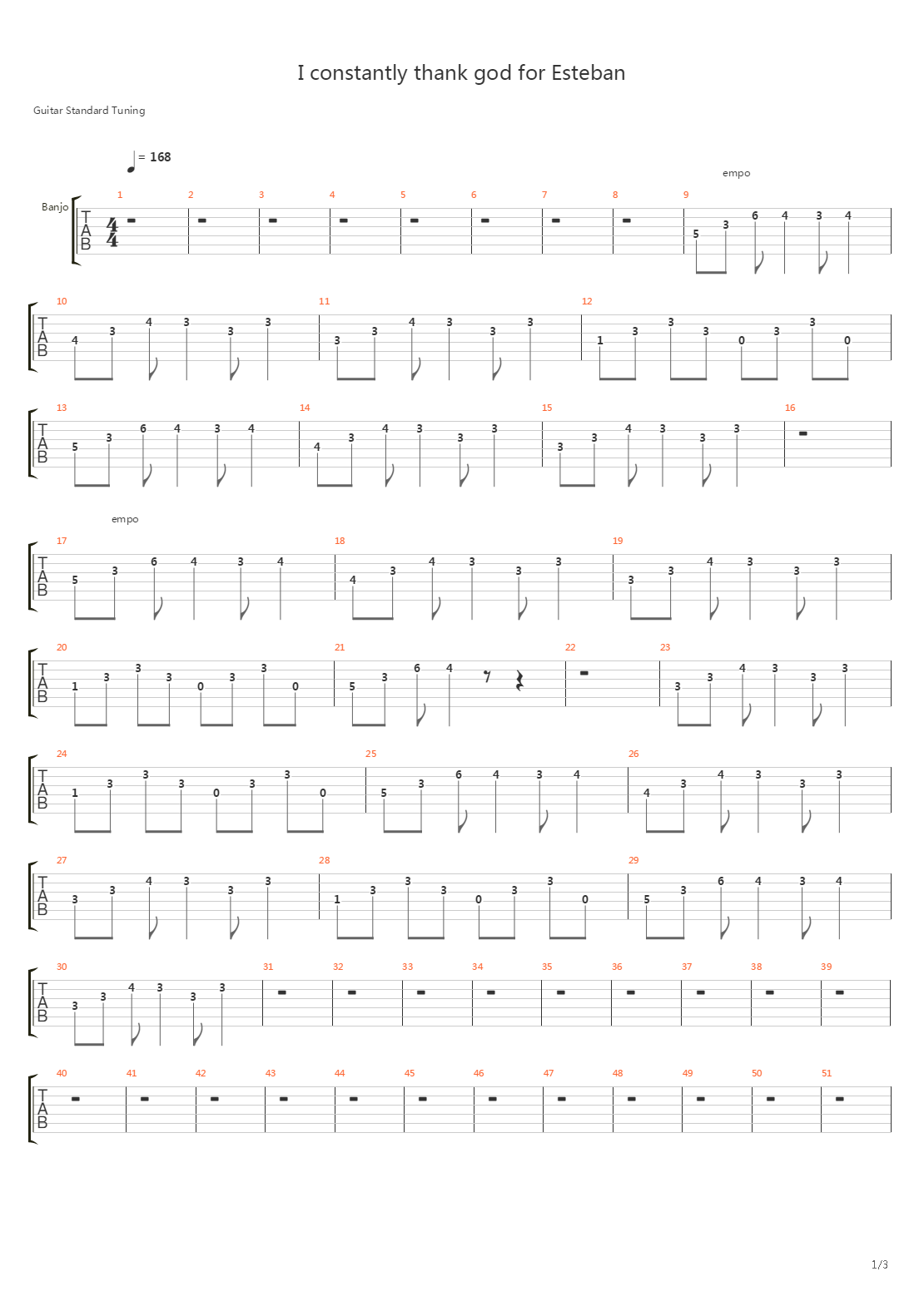 I Constantly Thank God For Esteban吉他谱