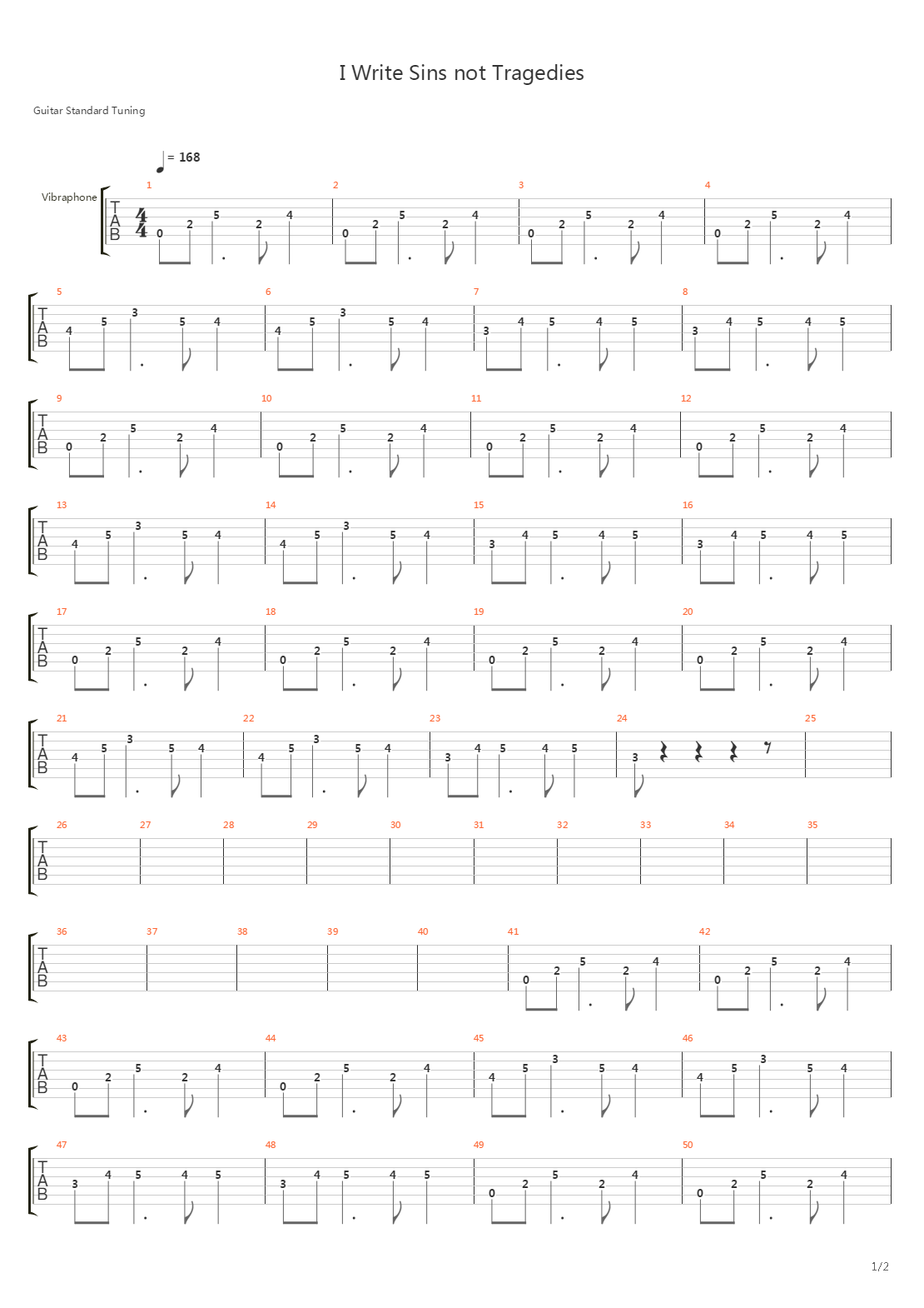 I Write Sins Not Tragedies吉他谱
