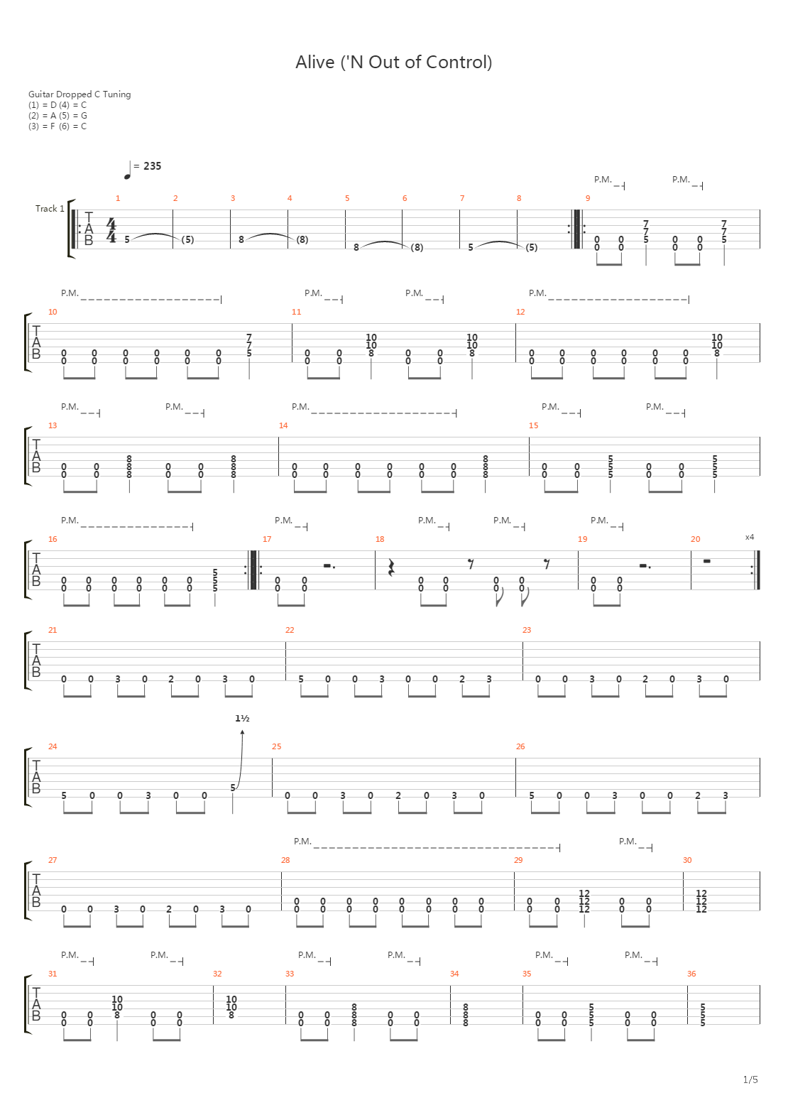Alive N Out Of Control吉他谱