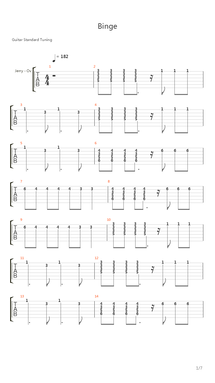 Binge吉他谱