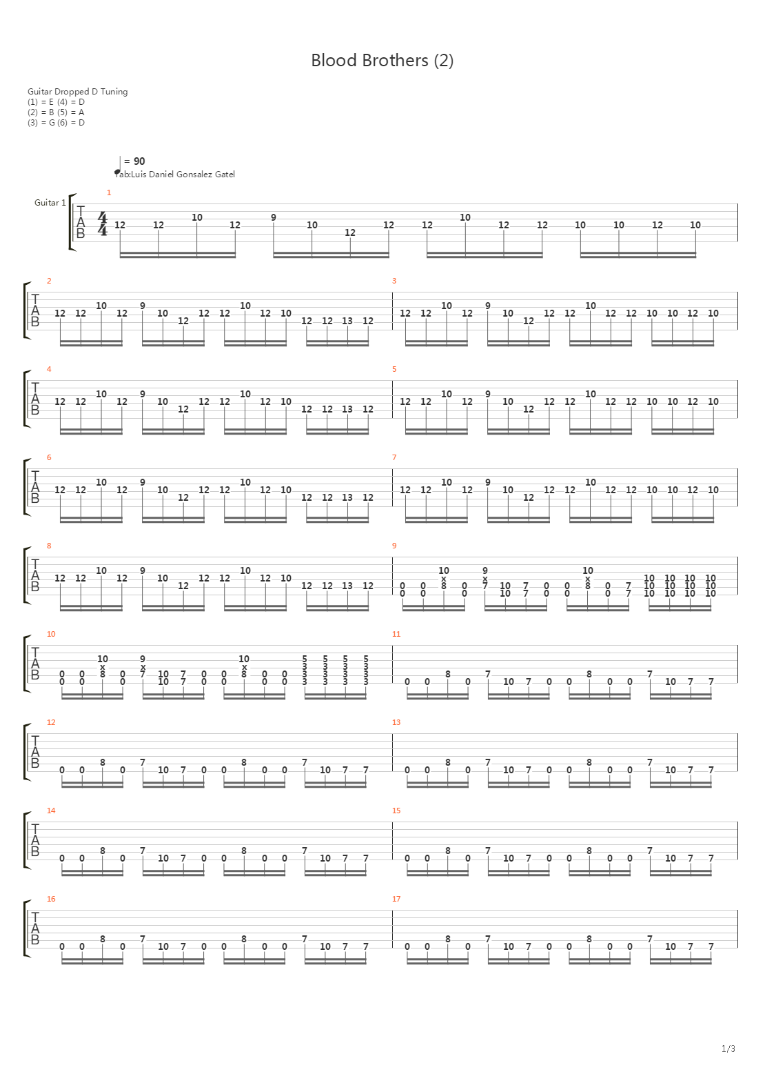 Blood Brothers吉他谱
