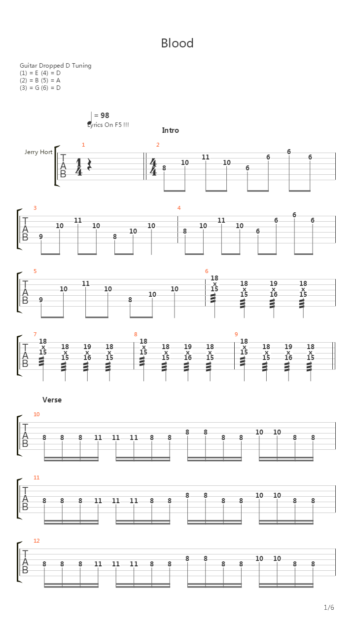 Blood吉他谱