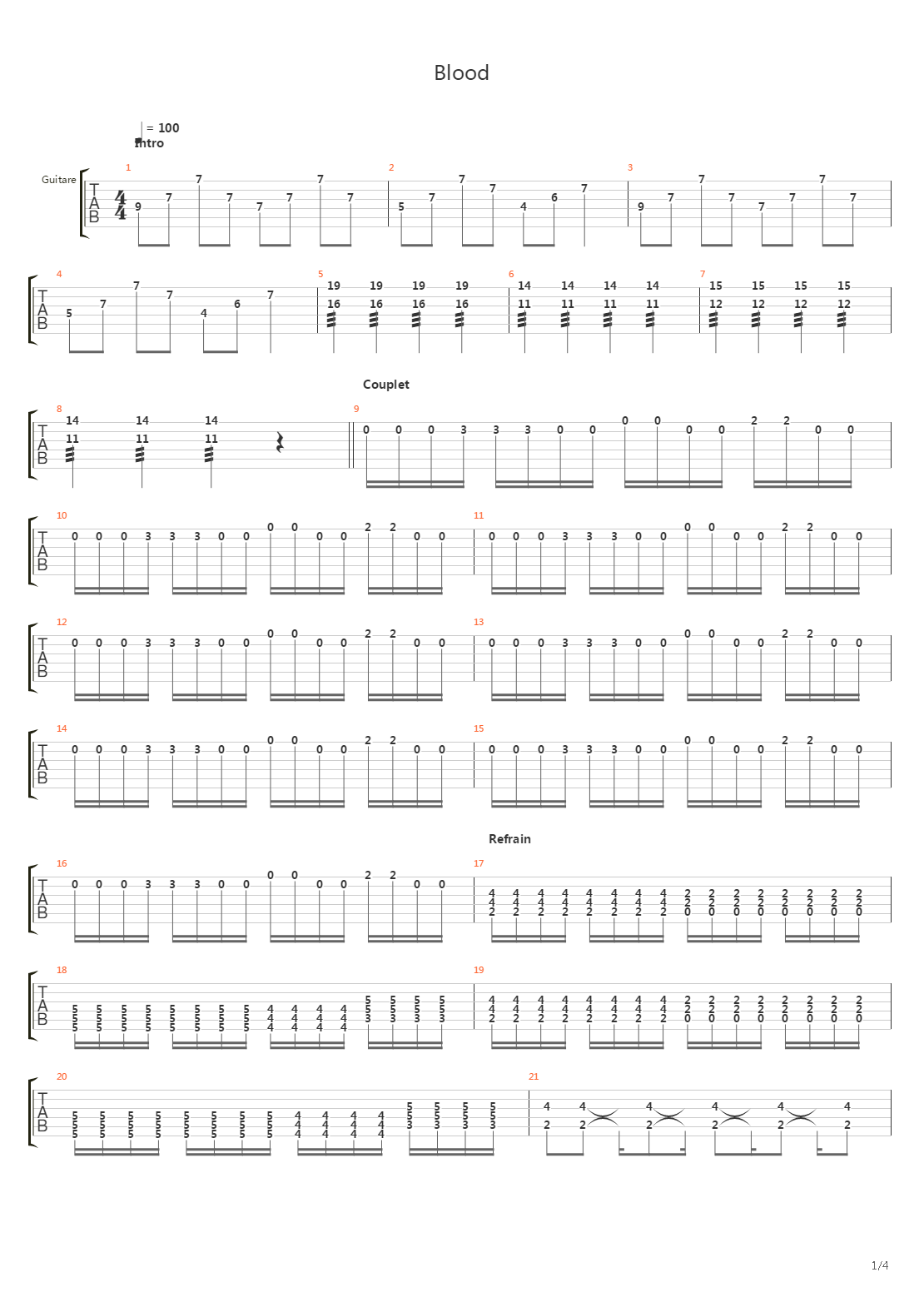 Blood吉他谱