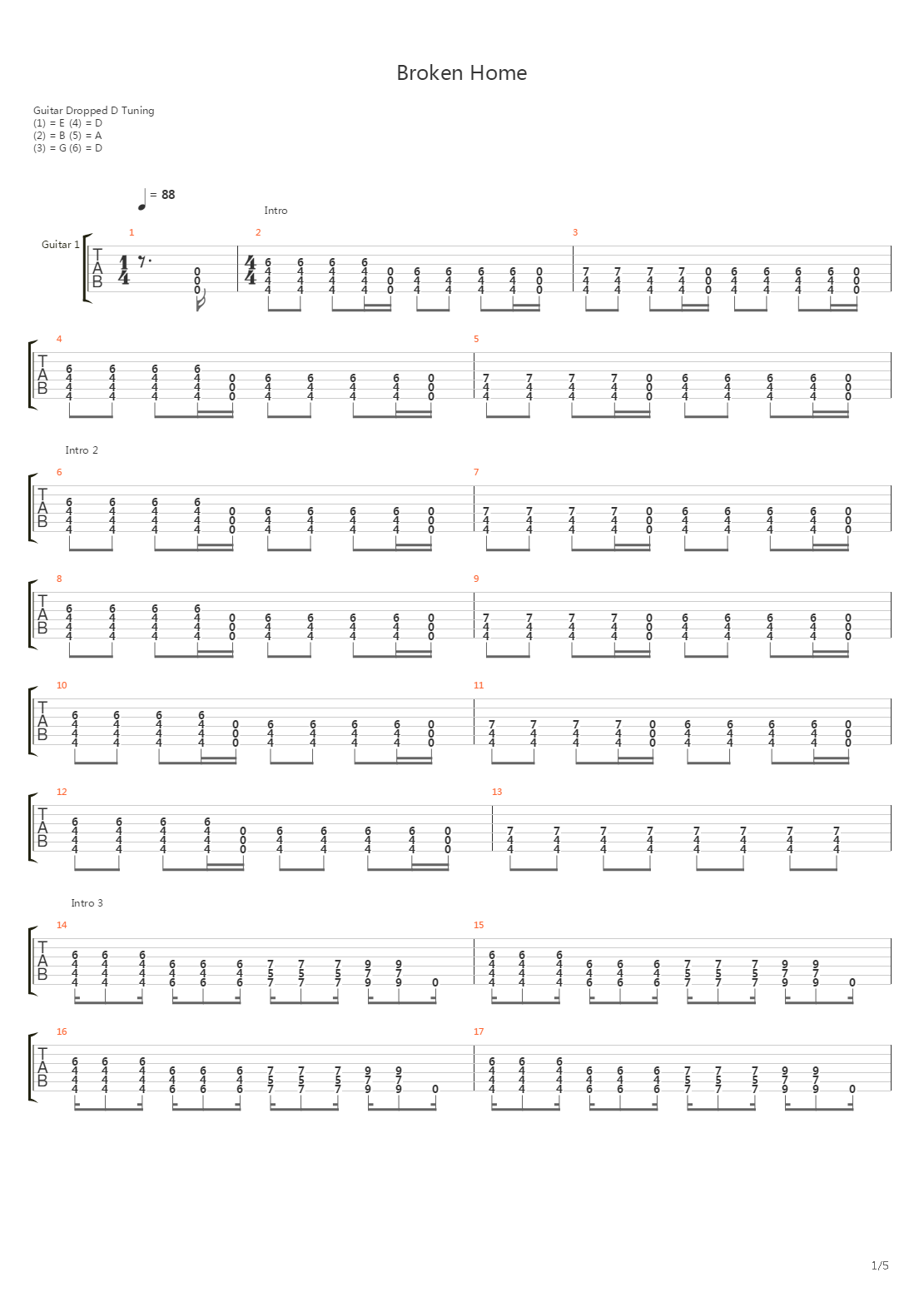 Broken Home吉他谱