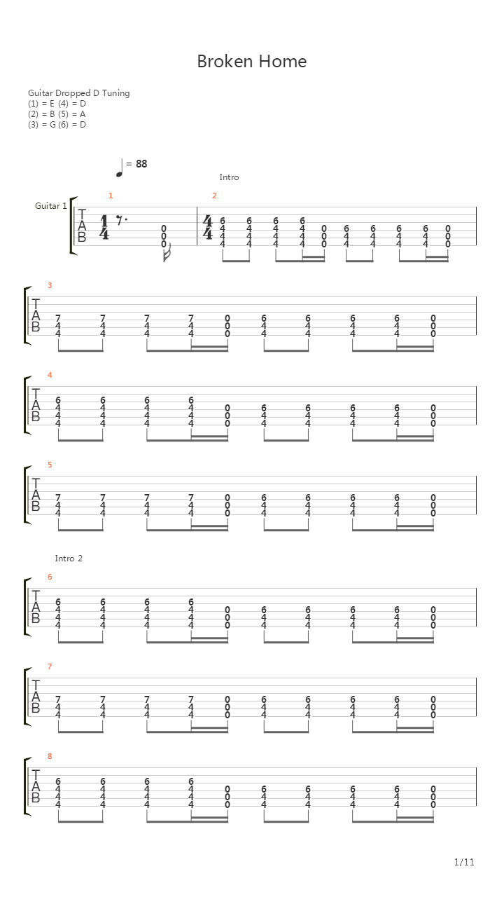 Broken Home吉他谱