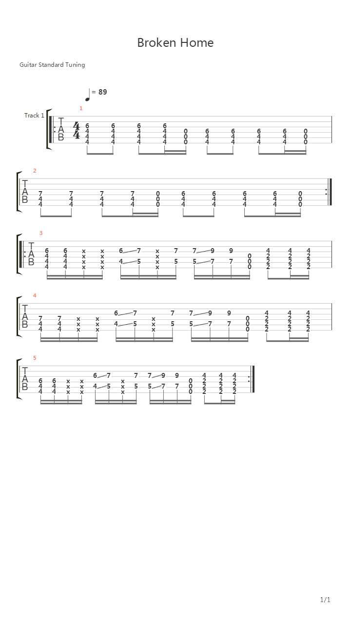 Broken Home吉他谱