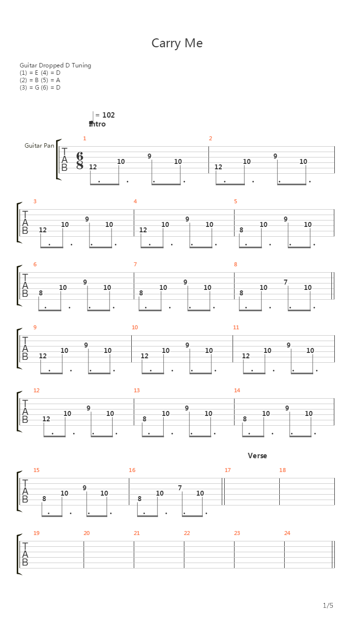 Carry Me吉他谱