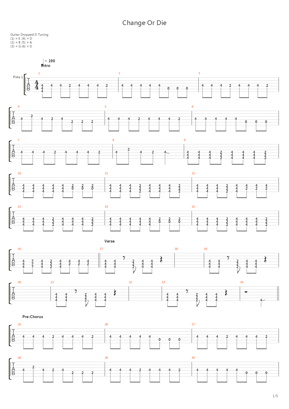 Change Or Die吉他谱
