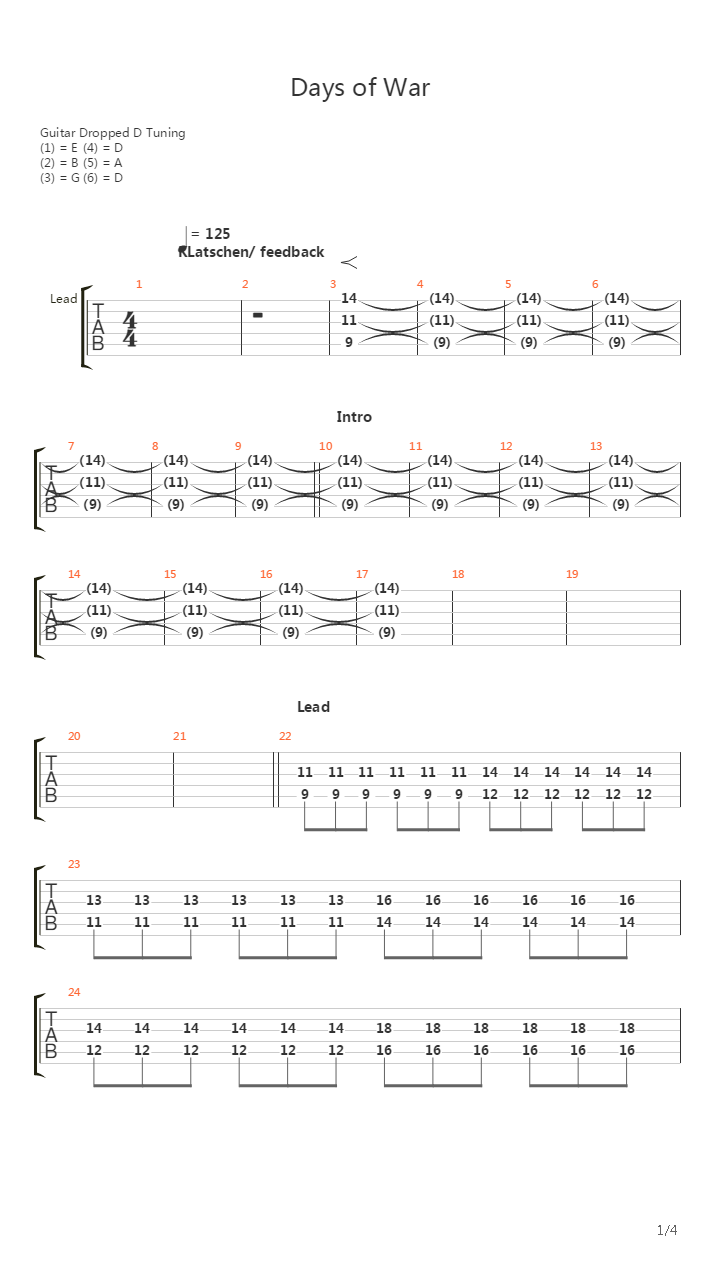 Days Of War吉他谱