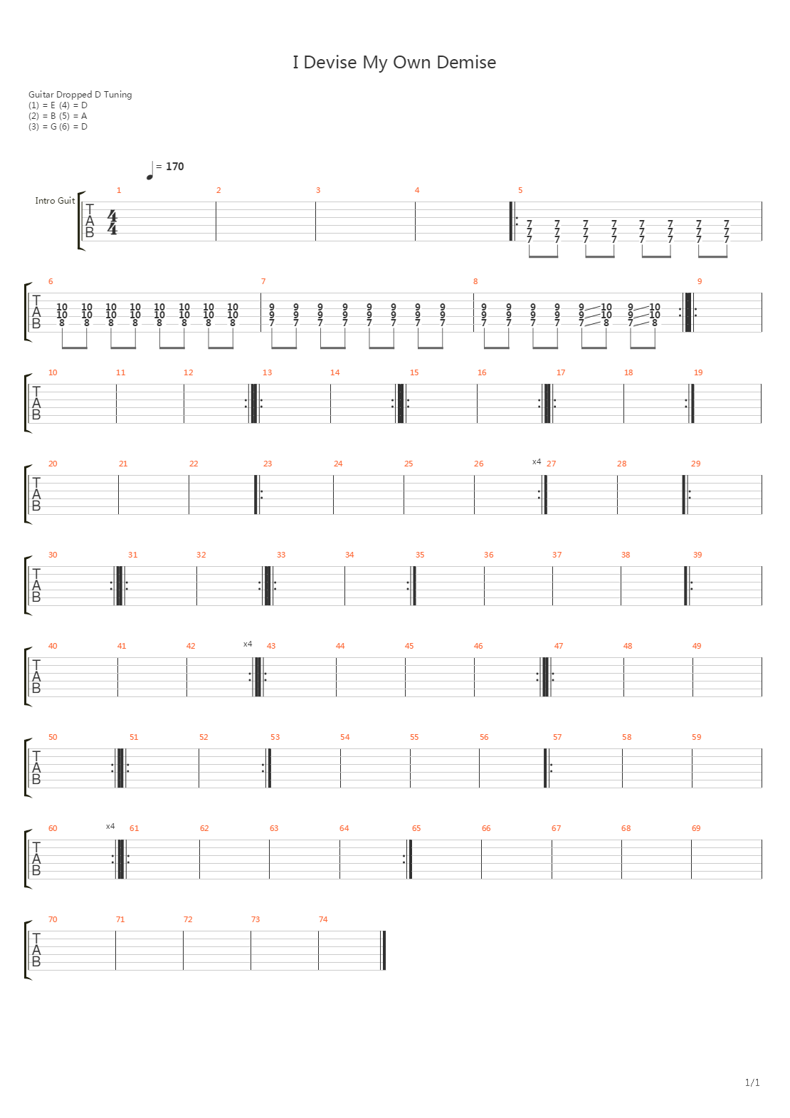I Devise My Own Demise吉他谱