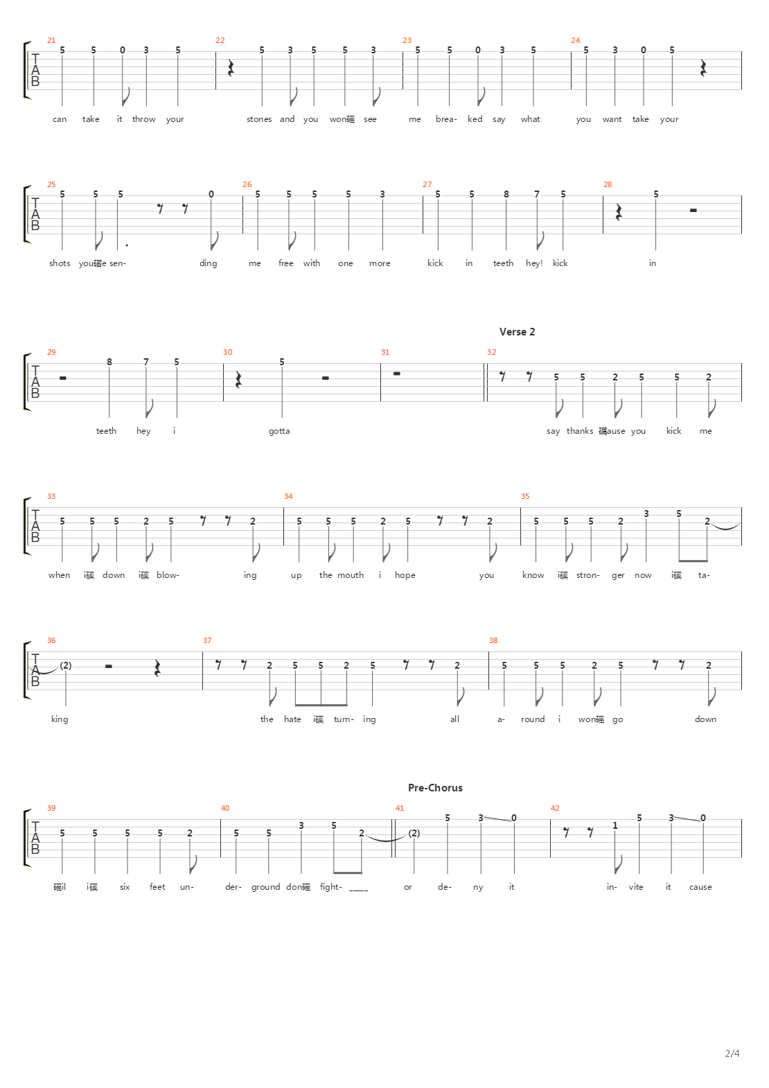 Kick In The Teeth吉他谱