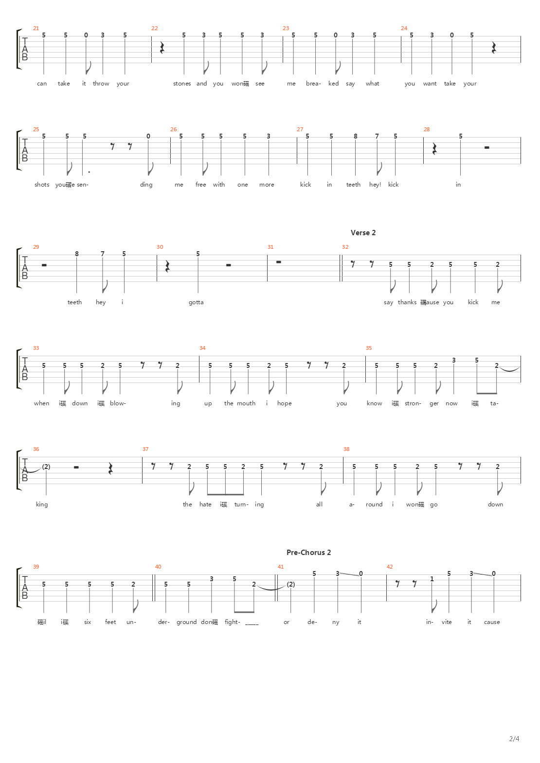 Kick In The Teeth吉他谱
