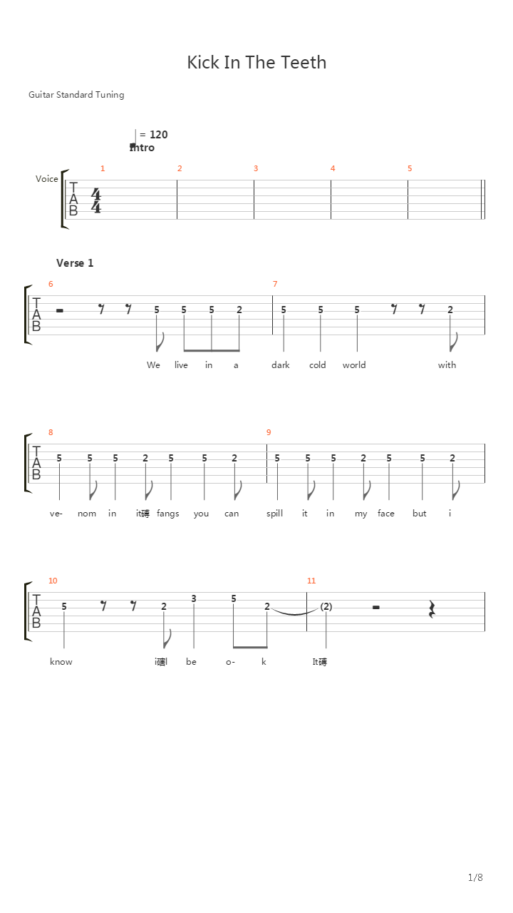Kick In The Teeth吉他谱