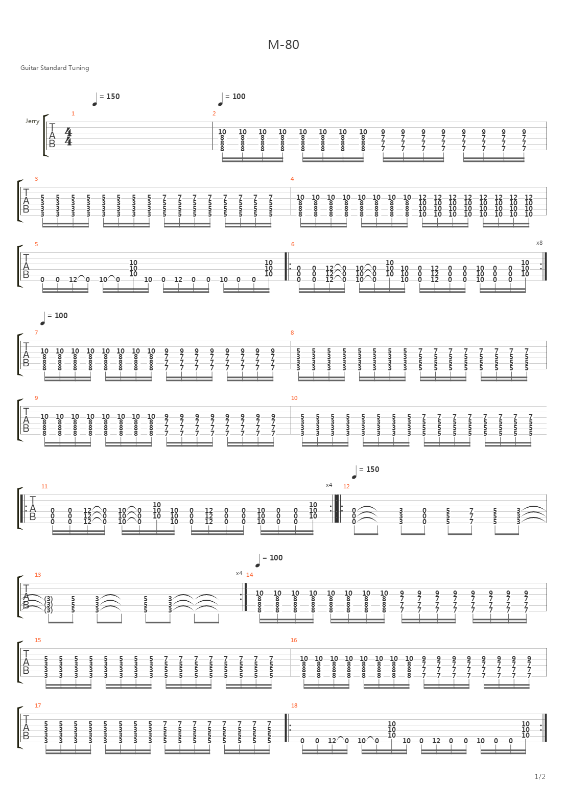 M-80吉他谱