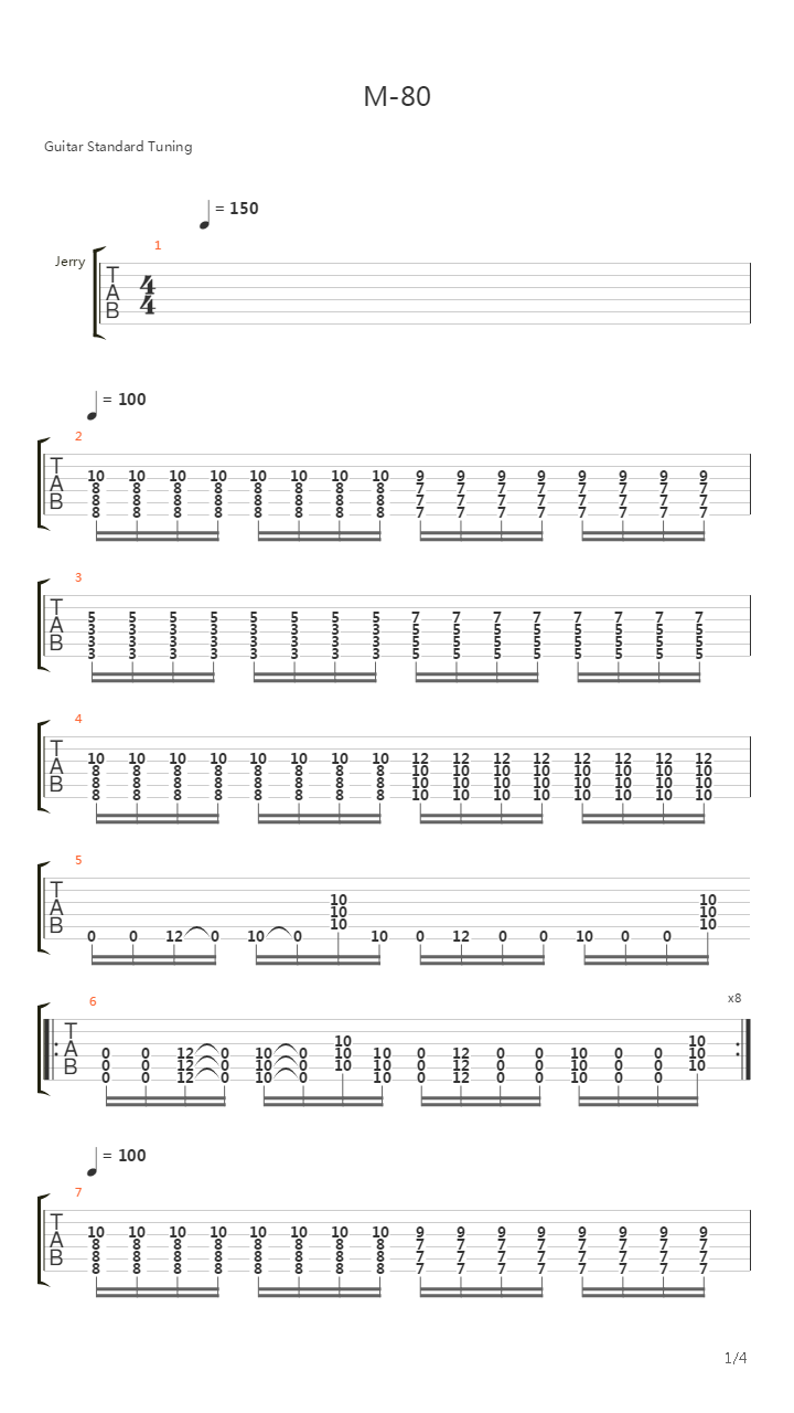 M-80吉他谱