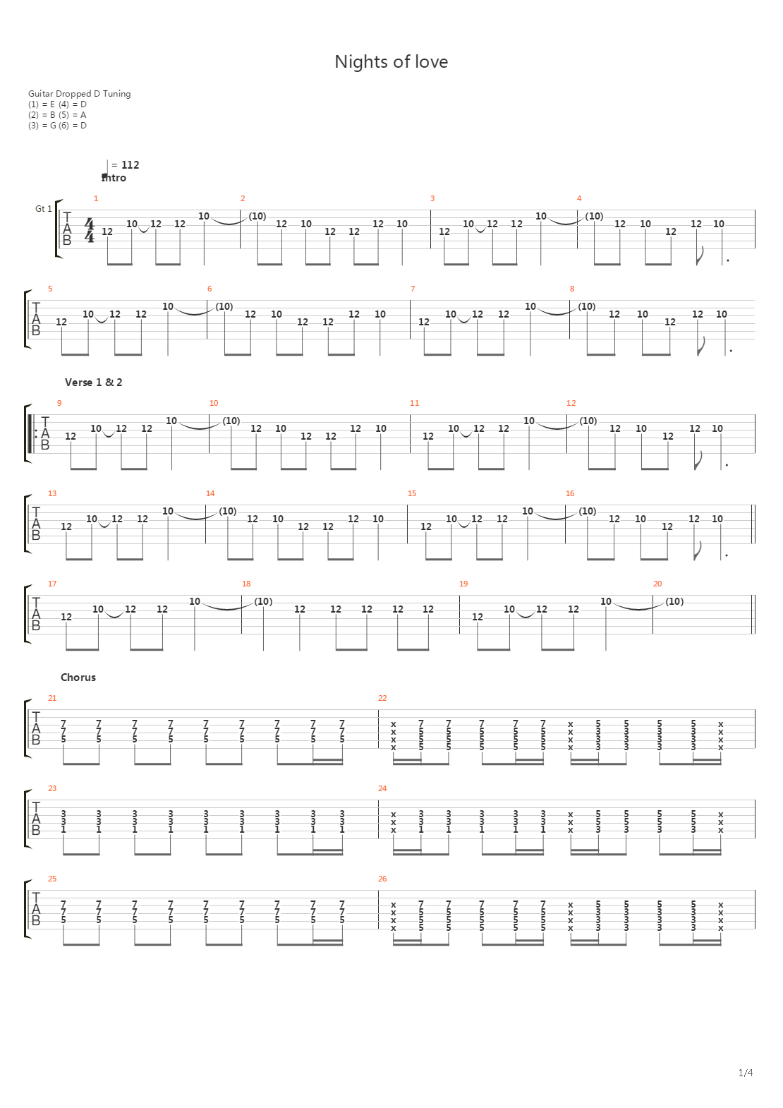 Night Of Love吉他谱