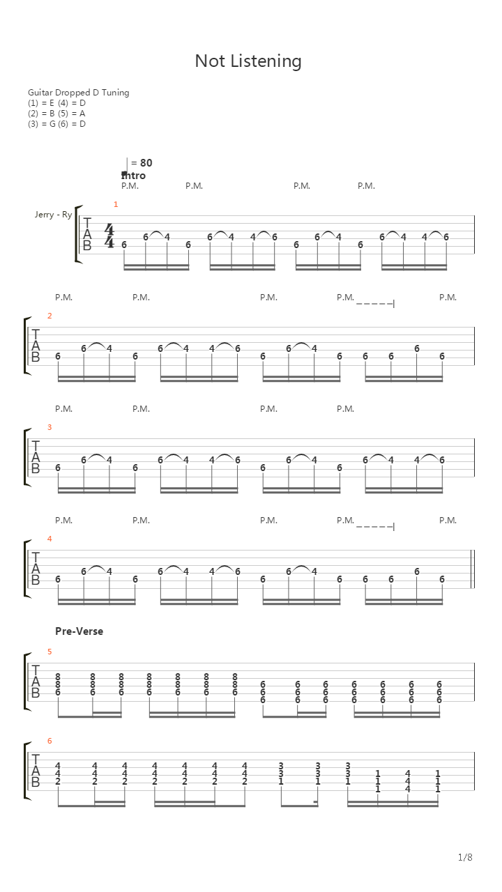 Not Listening吉他谱