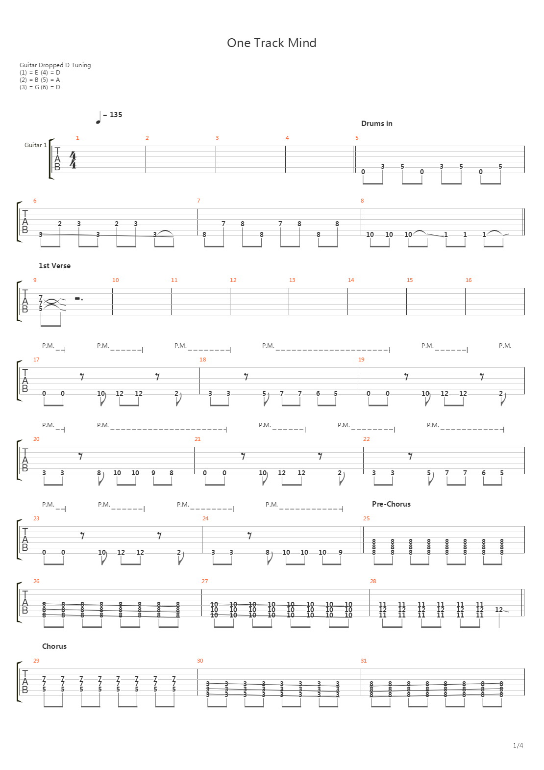 One Track Mind吉他谱