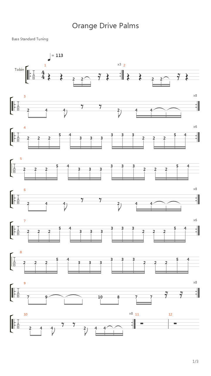Orange Drive Palms吉他谱
