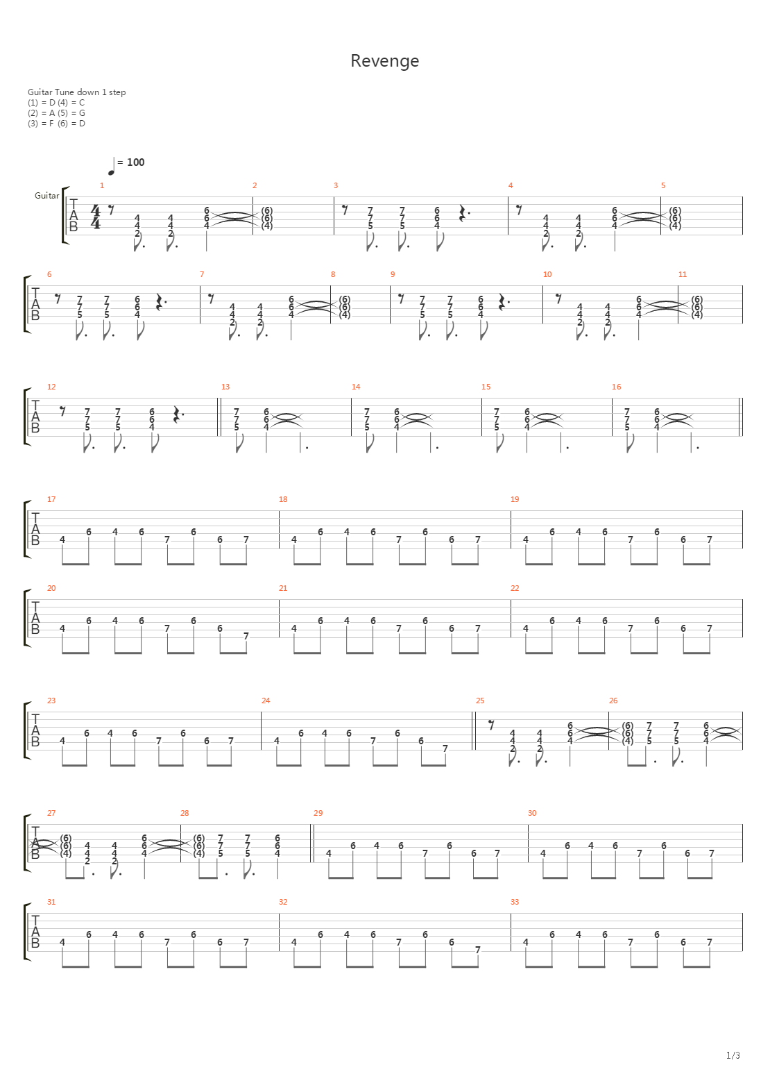 Revenge吉他谱