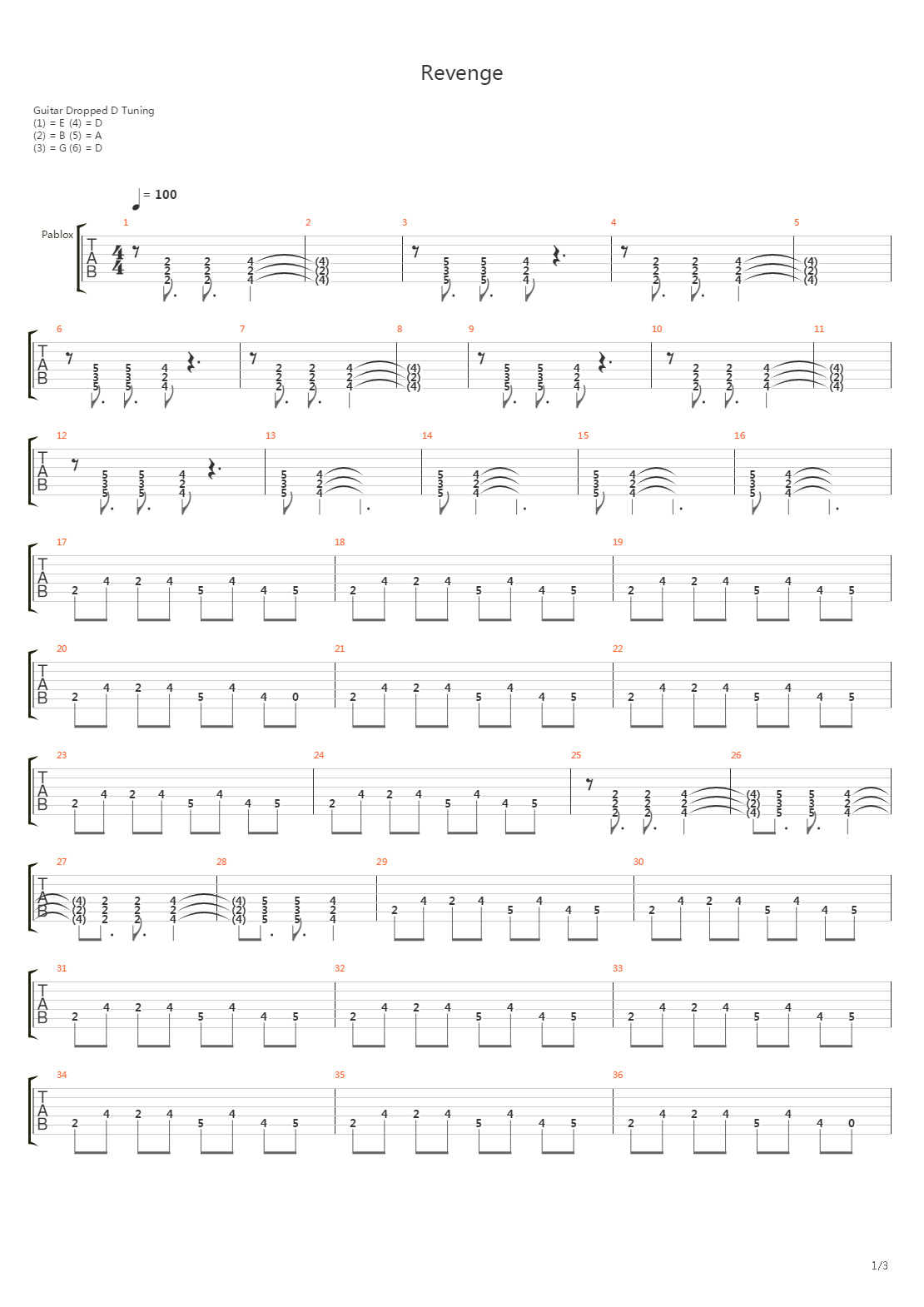 Revenge吉他谱