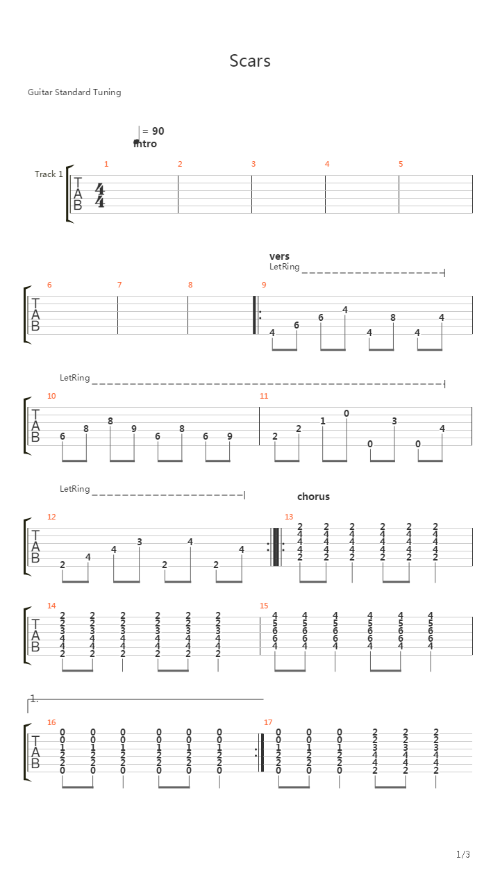 Scars吉他谱