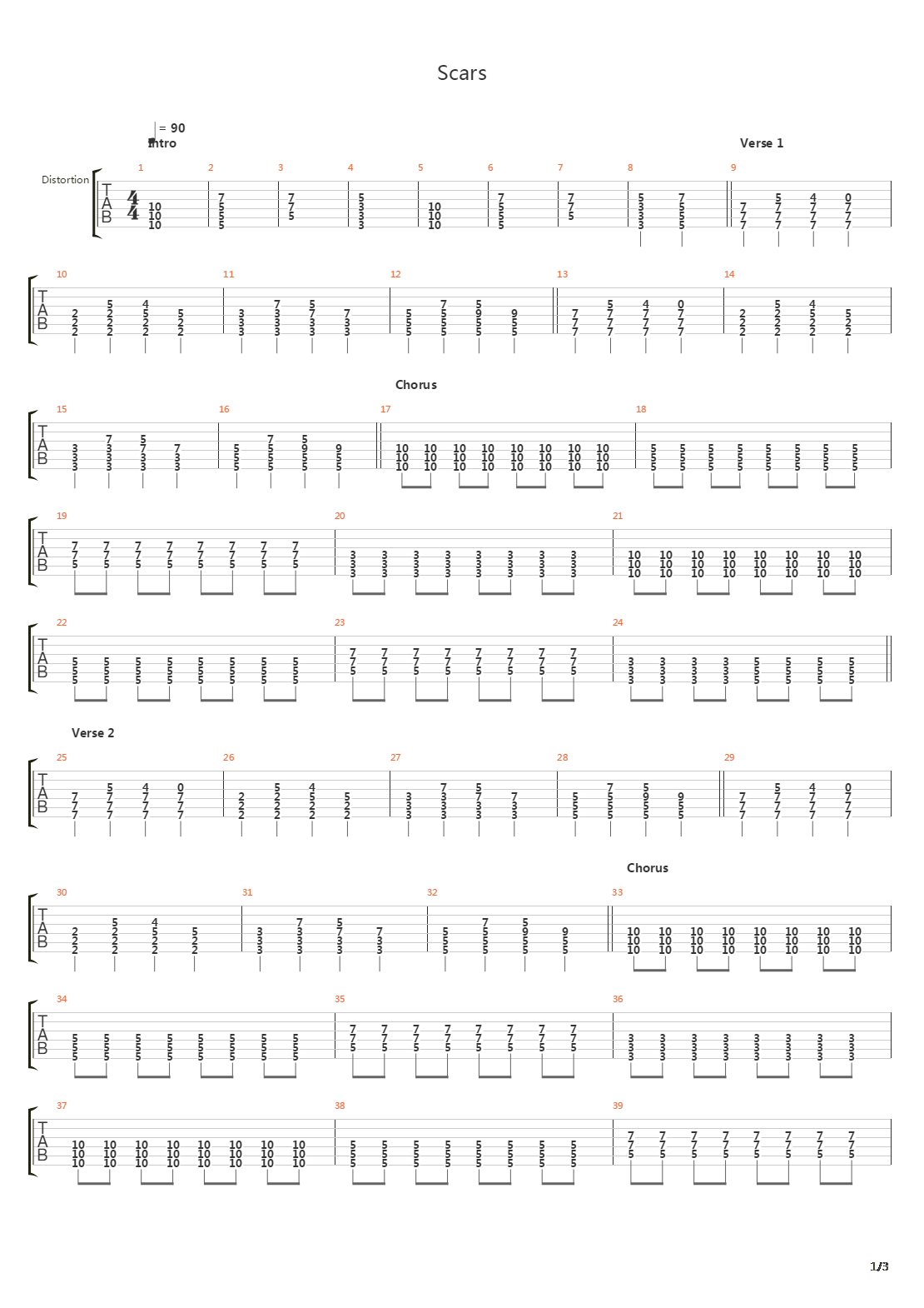 Scars吉他谱