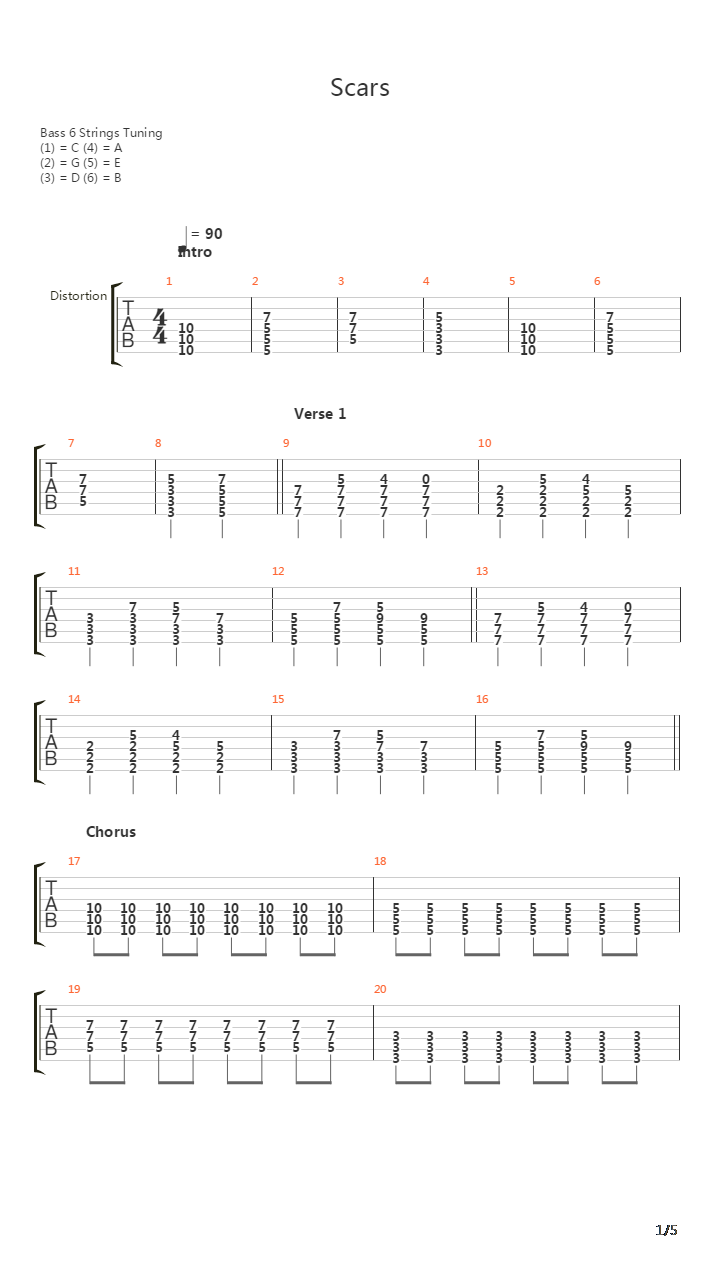 Scars吉他谱