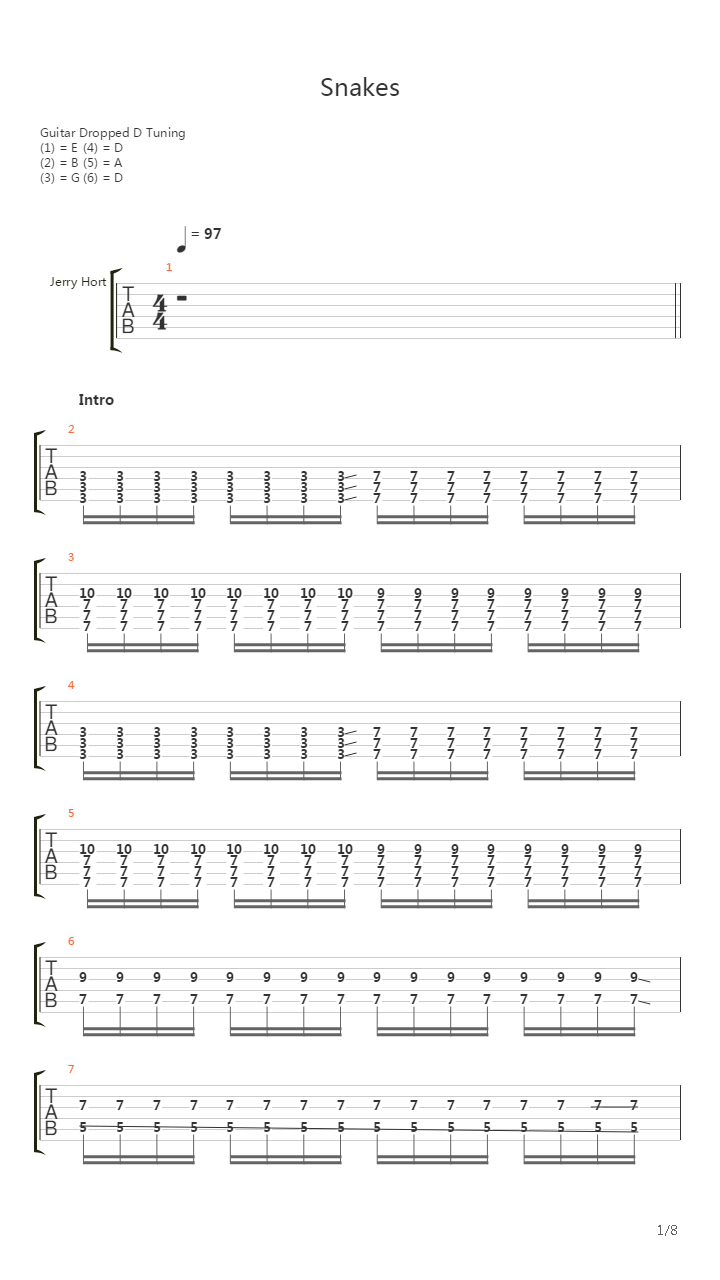 Snakes吉他谱
