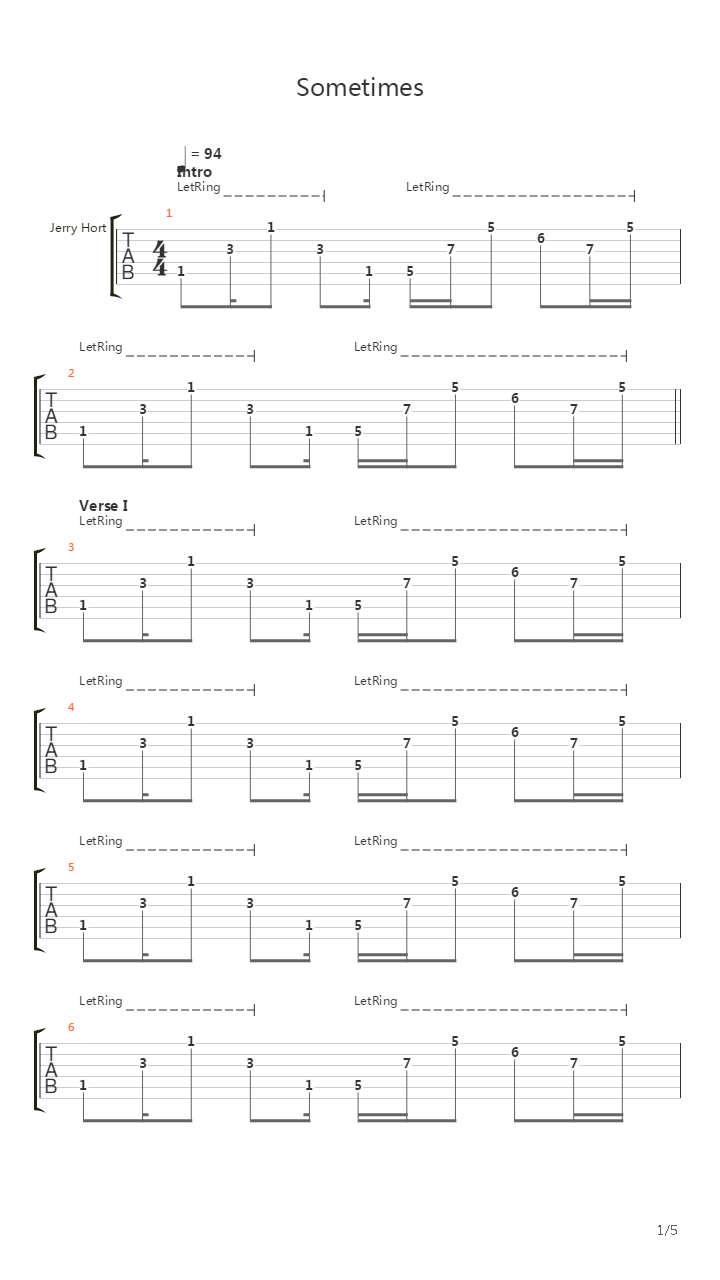 Sometimes吉他谱