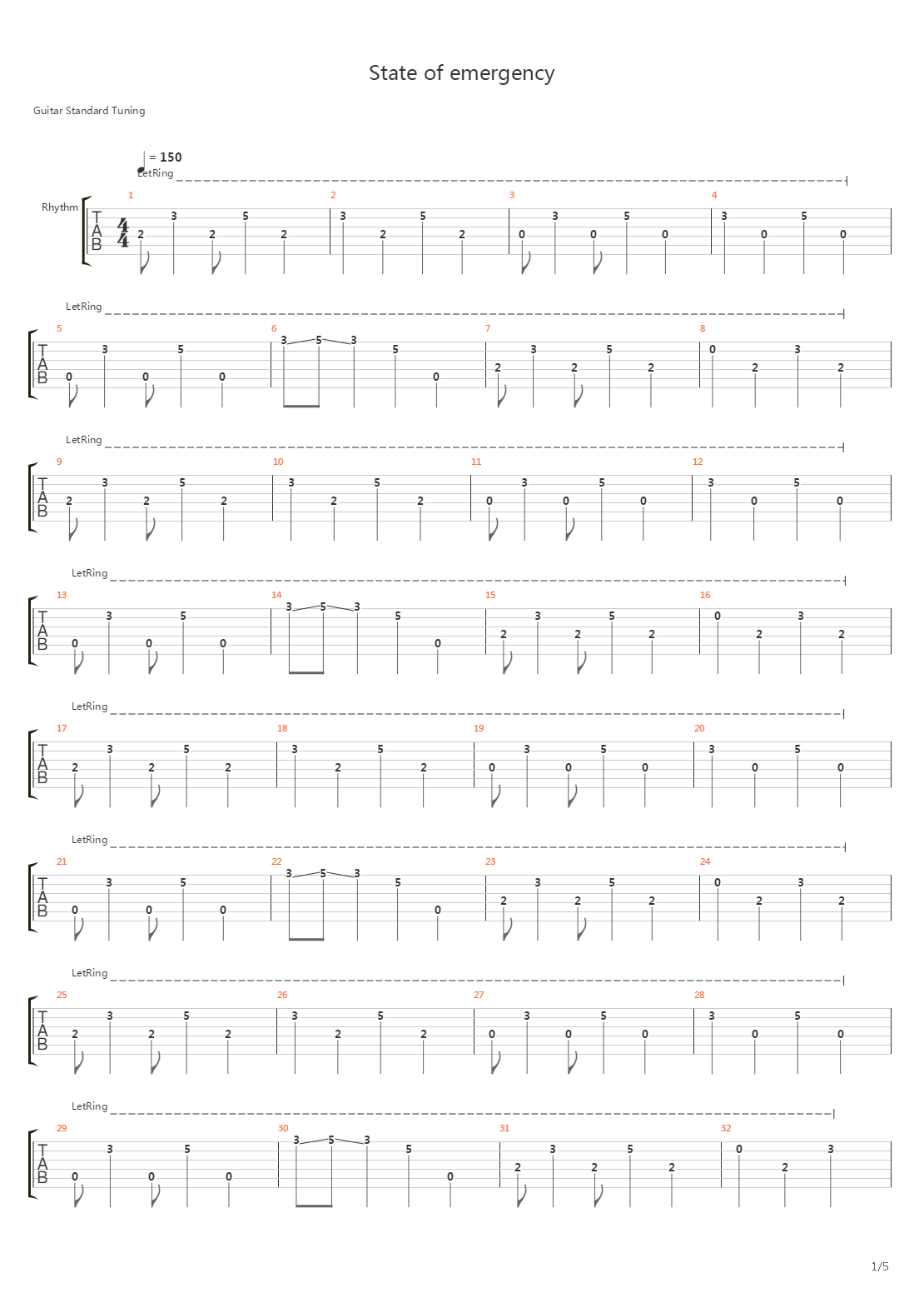 State Of Emergency吉他谱