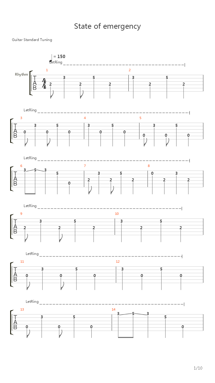 State Of Emergency吉他谱