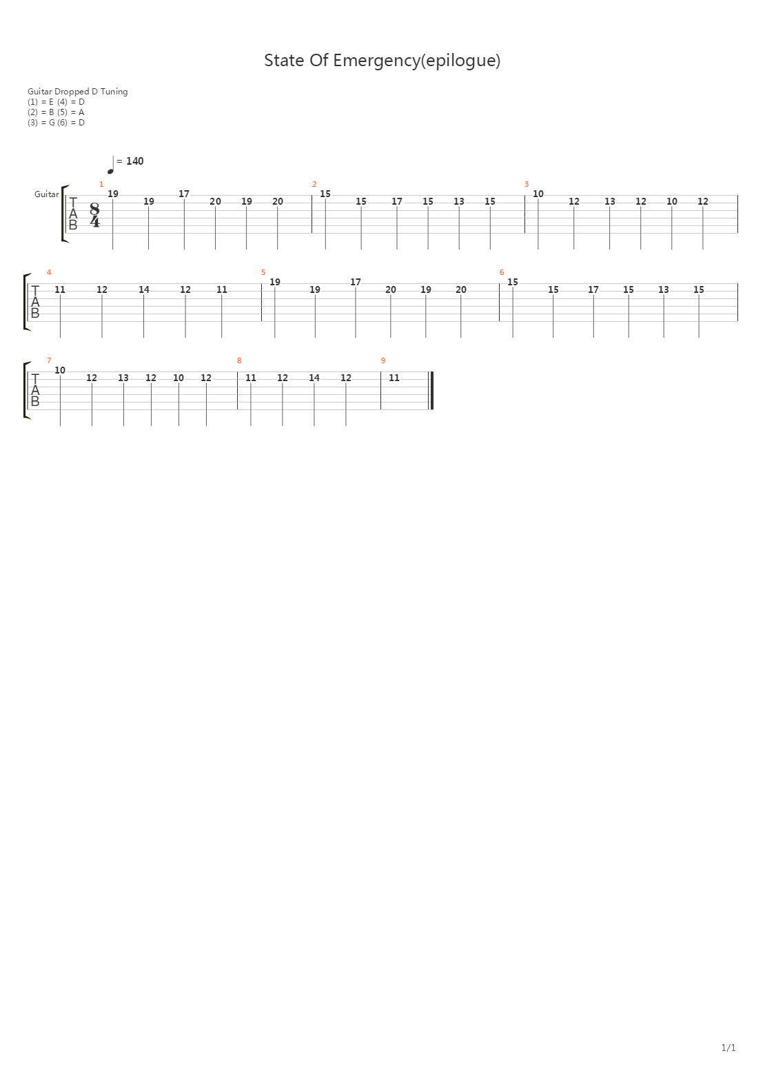 State Of Emergency吉他谱