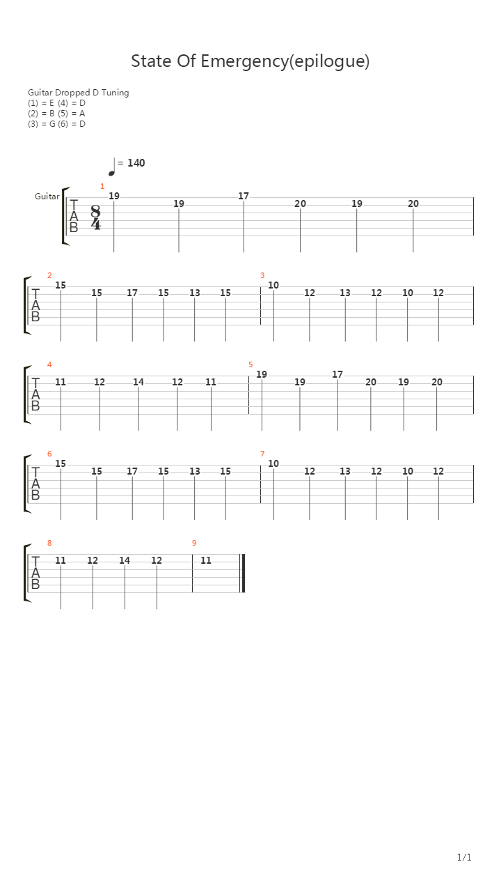 State Of Emergency吉他谱