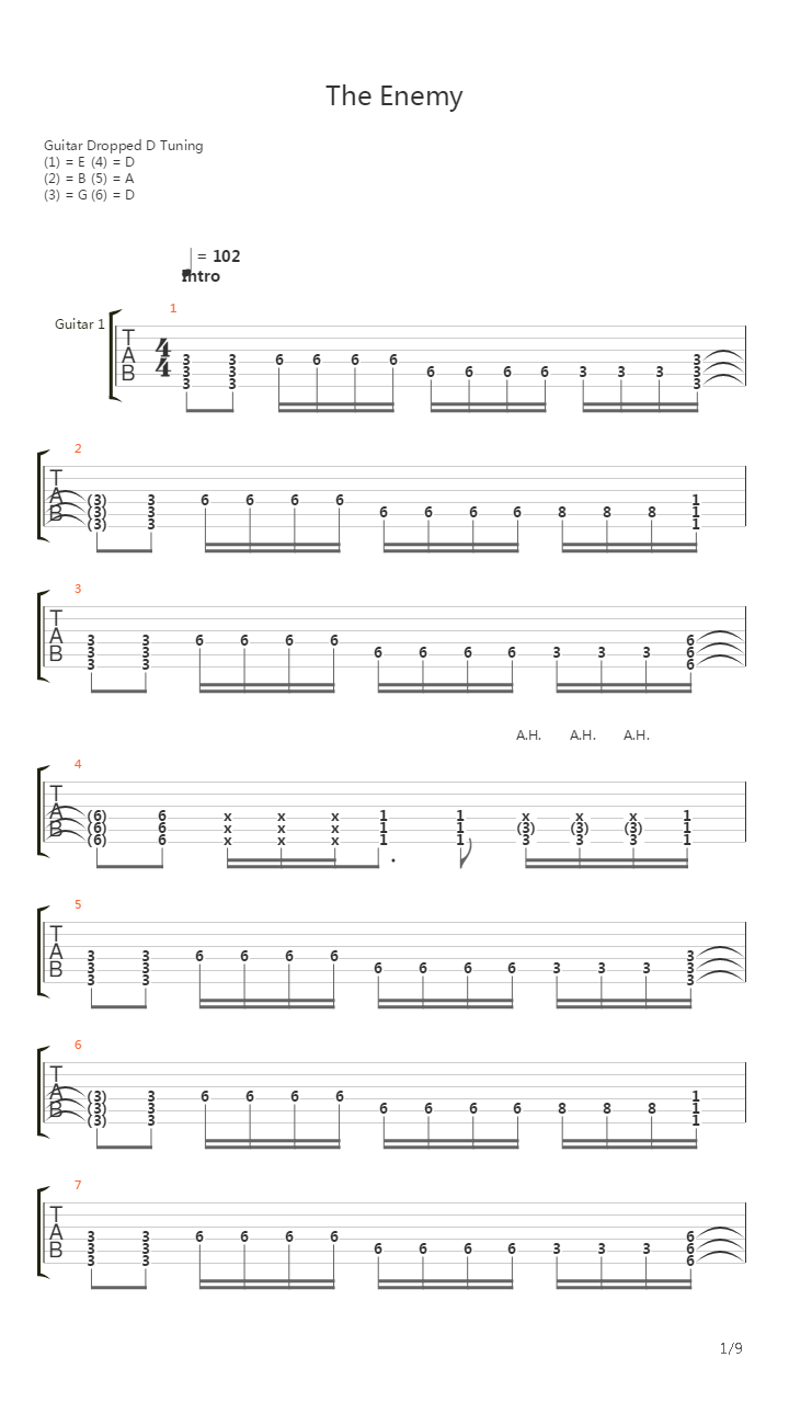 The Enemy吉他谱