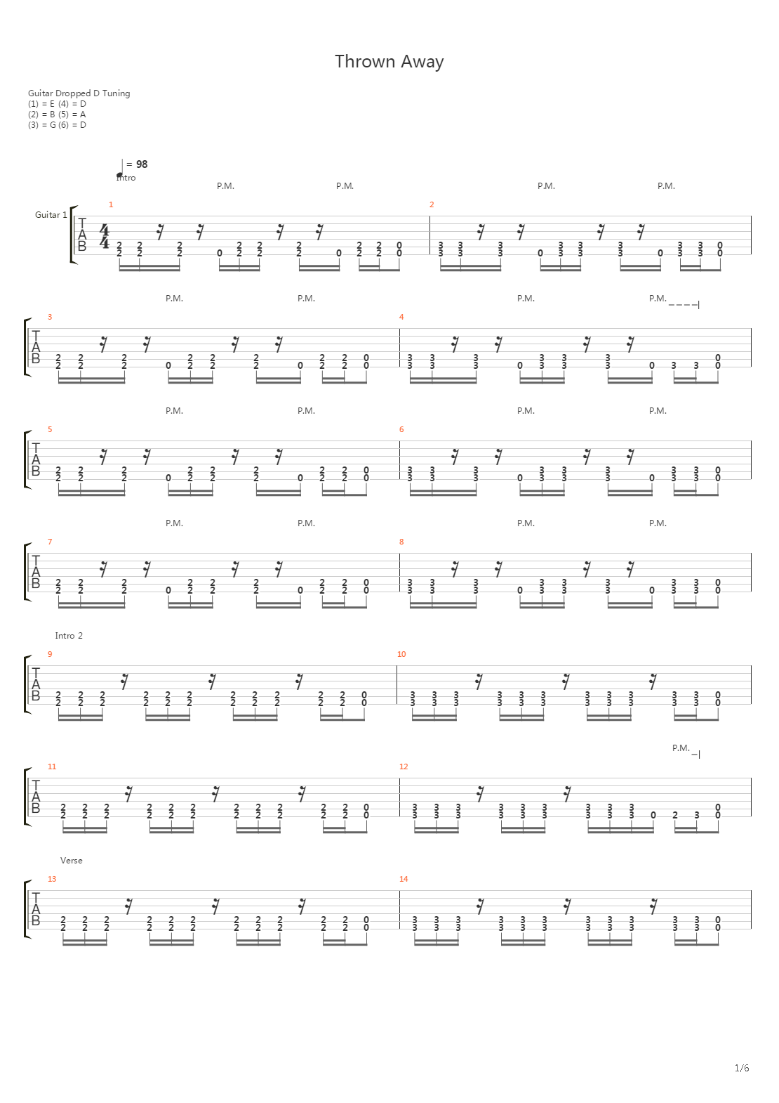 Thrown Away吉他谱