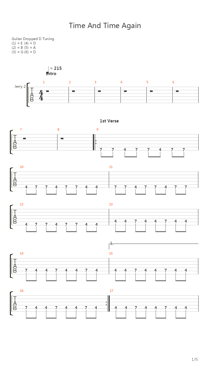 Time And Time Again吉他谱