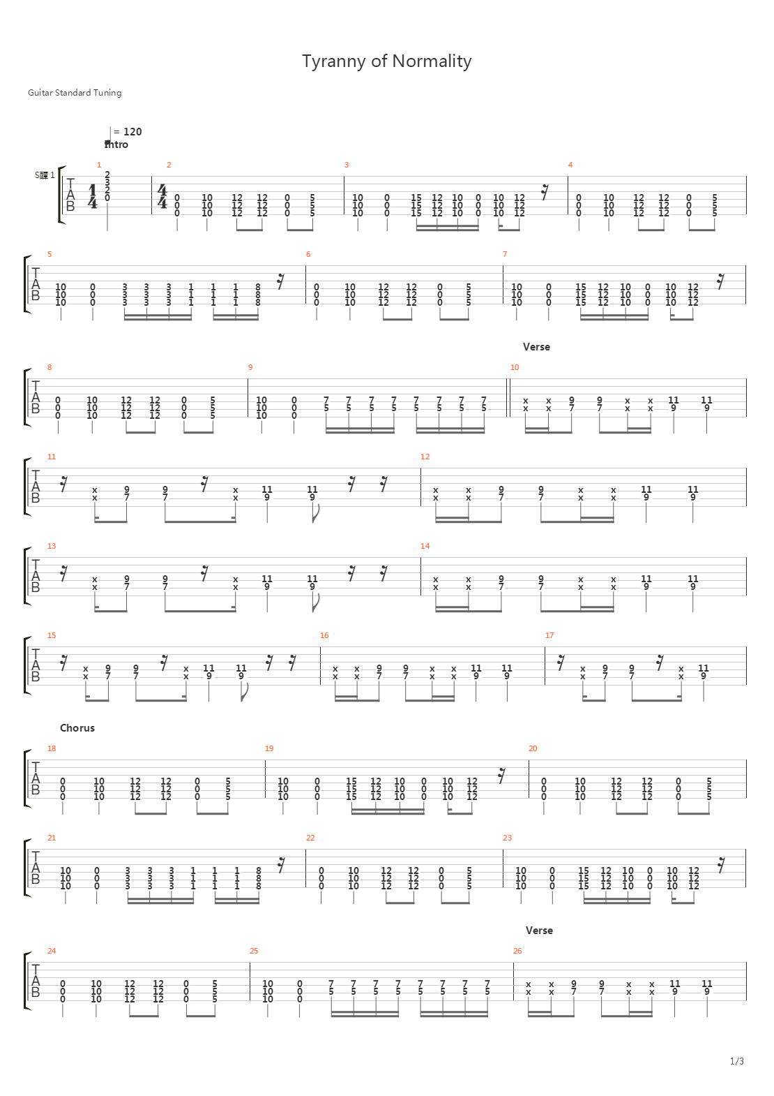 Tyranny Of Normality吉他谱