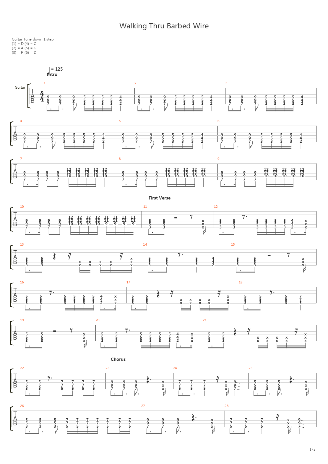 Walking Through Barbed Wire吉他谱