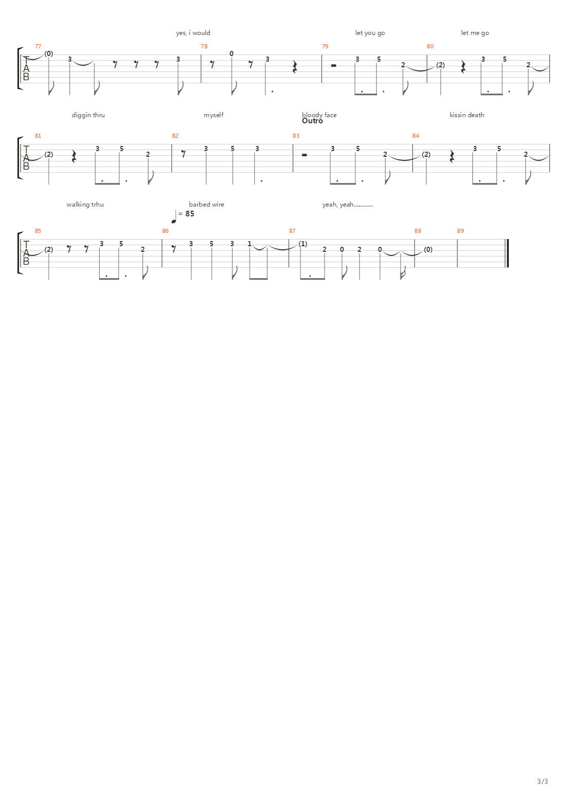 Walking Thru Barbed Wire吉他谱