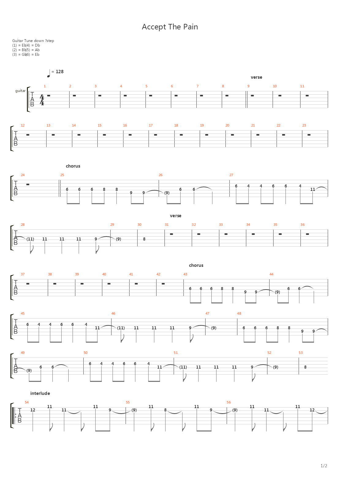 Accept The Pain吉他谱