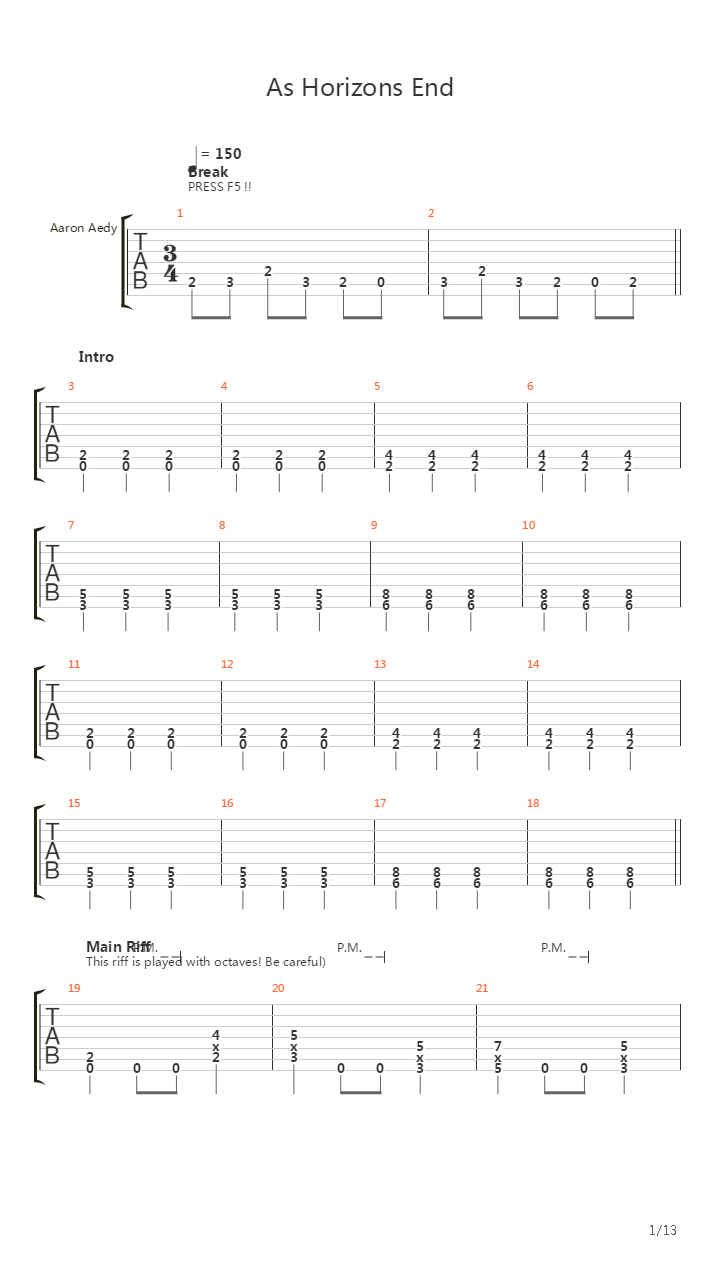 As Horizons End吉他谱