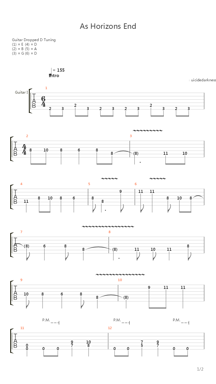 As Horizons End吉他谱