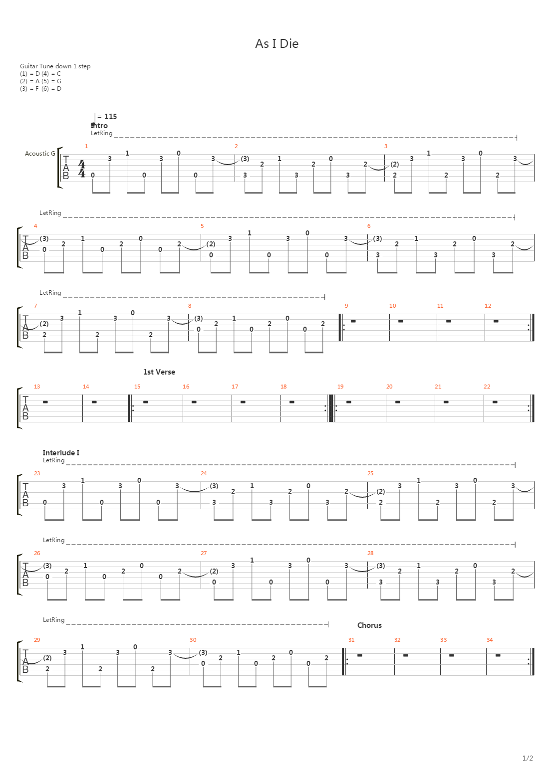 As I Die吉他谱
